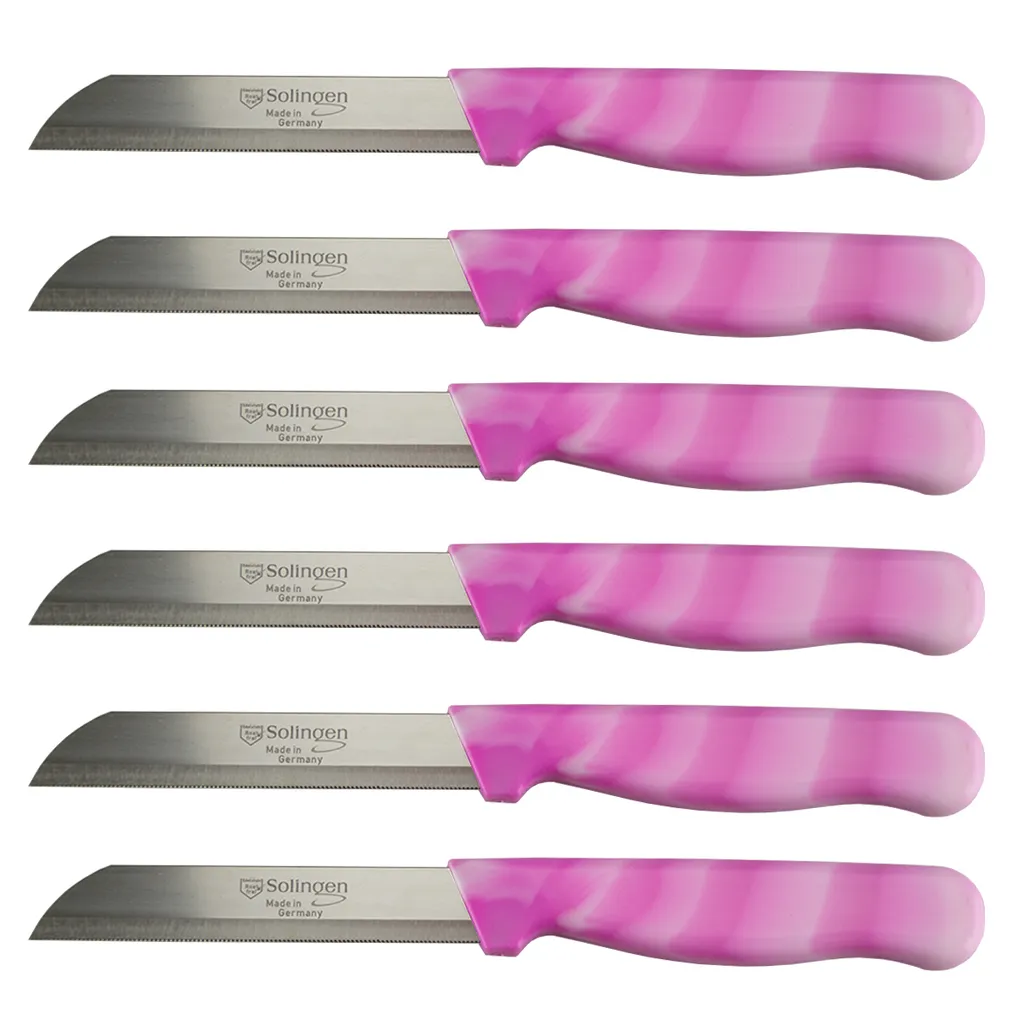 SOLINGEN Messer Allzweckmesser Pink Marmor Obstmesser Schälmesser Sehr scharf, Stückzahl:6 Stück